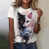 Christmas Women's T-Shirt Cute Art Cat Pattern 3D Printed Oversized T-Shirt  Summer New Fashion Women Clothing Y2k Female Tops