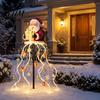 Decorative Porch Holiday Lighting Solar Santa Claus Christmas Garden Light, LED Holding Gift Box Yard Stake Weather Resistant Lawn Decor with