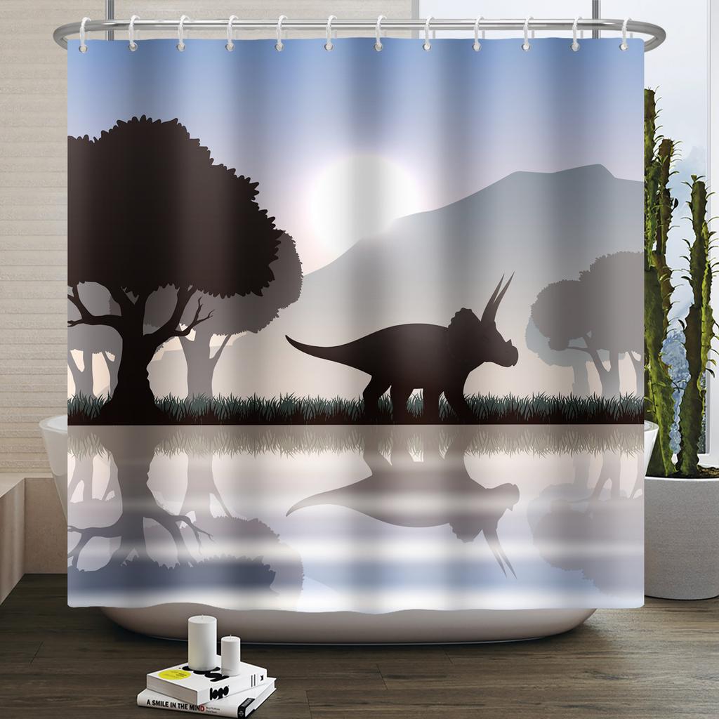 Funny Dinosaur Shower Curtain for Bathroom Cute Animal Cool Dinosaur Children Bathroom Curtain Waterproof Bath Curtain Decor