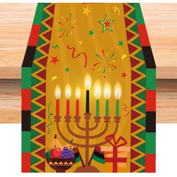 Kwanzaa Table Runner for Kinara Celebration, n n Heritage Table Decor ,Holiday Dining Room & Kitchen Kwanzaa Decorations (13.7x70.8 Inches) Kwanzaa