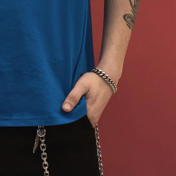Silver Antique Silver 10mm Chain Bracelet SVB-177