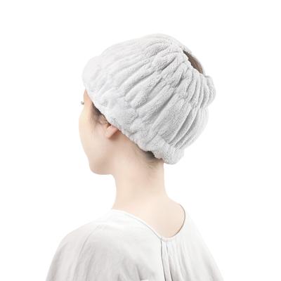 Towa Hair Dry Towel Turban, Microfiber Absorbent Quick-Dry Hairband Gray 20x17cm, Soft Hair Cap for Bath, Wide, Face Wash
