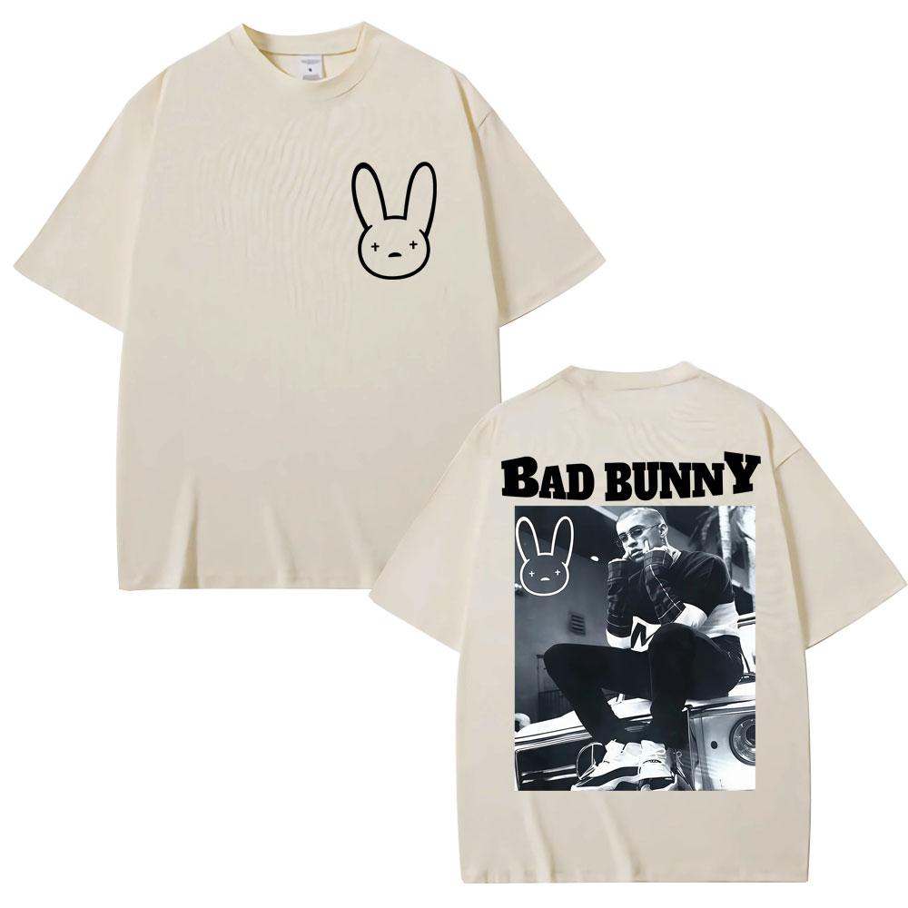 Rapper BAD BUNNY Vintage T Shirt Men Women Hip Hop Fashion High Quality T-shirts Oversized Cotton T Shirts Streetwear Gifts