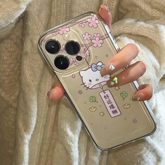 Space Shell Good Luck Cat Case - Compatible with Apple 17 Pro Max, 16, 15, 14; Transparent & Cute Design