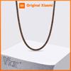 Xiaomi Vnox 2mm Wide Brown Black Necklaces for Men Boys, Adjustable Stainless Steel Clasp Waxed Cord Necklace Fashion Jewelry Gifts New