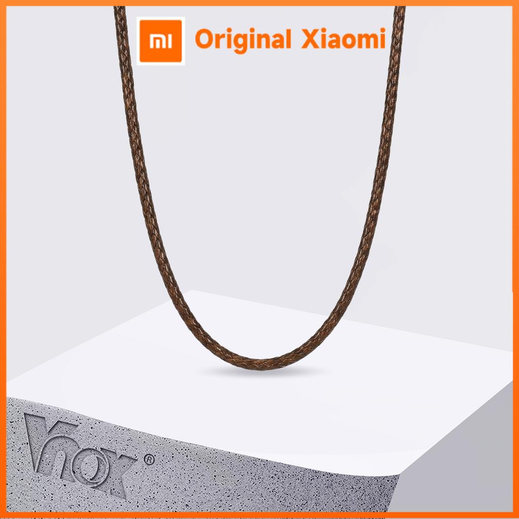 Xiaomi Vnox 2mm Wide Brown Black Necklaces for Men Boys, Adjustable Stainless Steel Clasp Waxed Cord Necklace Fashion Jewelry Gifts New