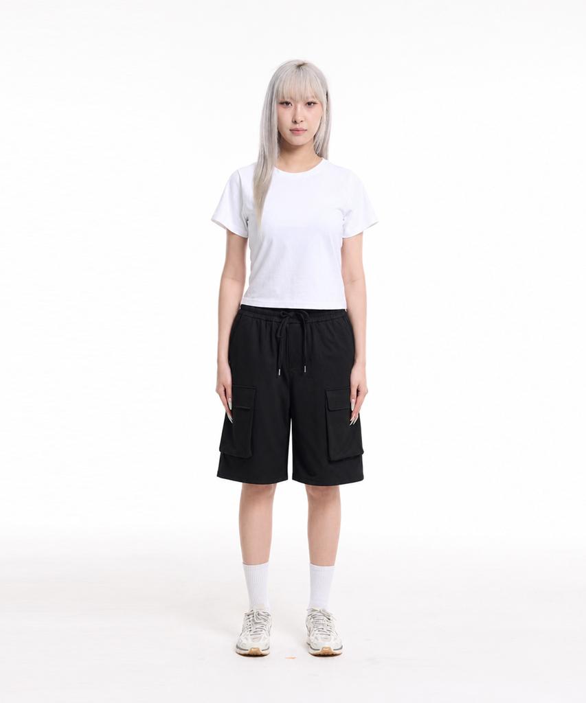 CREAM SODA LAB Air Bermuda Side Cargo String Shorts Black