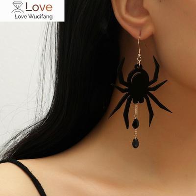 Orecchini da donna di Halloween, divertenti cartoni animati, ragno nero, fantasma bianco e nero, teschio, ciondolo a mano, gioielli da donna per cosplay