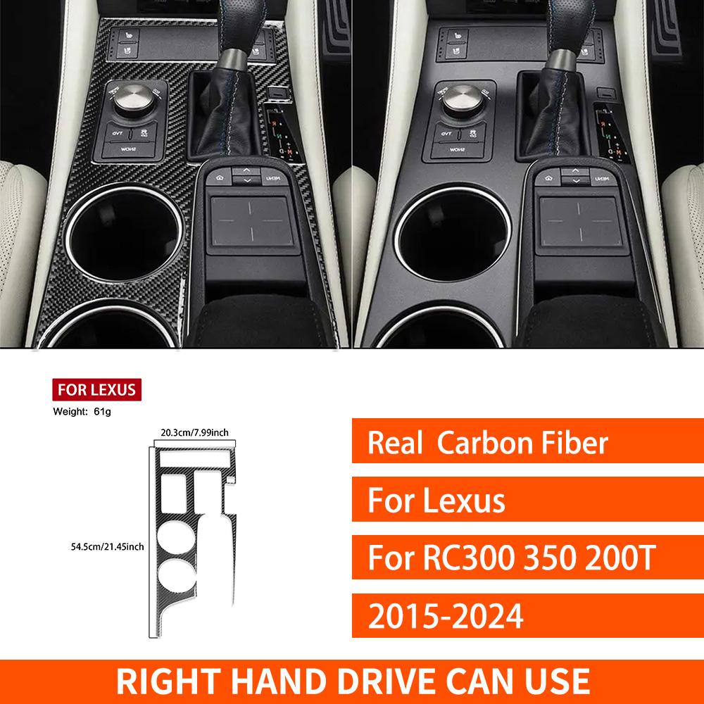 For Lexus RC300 350 200T 2015-2024 Real Carbon Fiber Sticker Transmission Water Cup Panel Car Accessories Ide Decorative