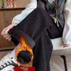 Women Winter Chic Winter Snow Warm Daily High Waisted Long Pants Lady Basic Baggy Straight Leg Wide Leg Plush Thermal Trousers