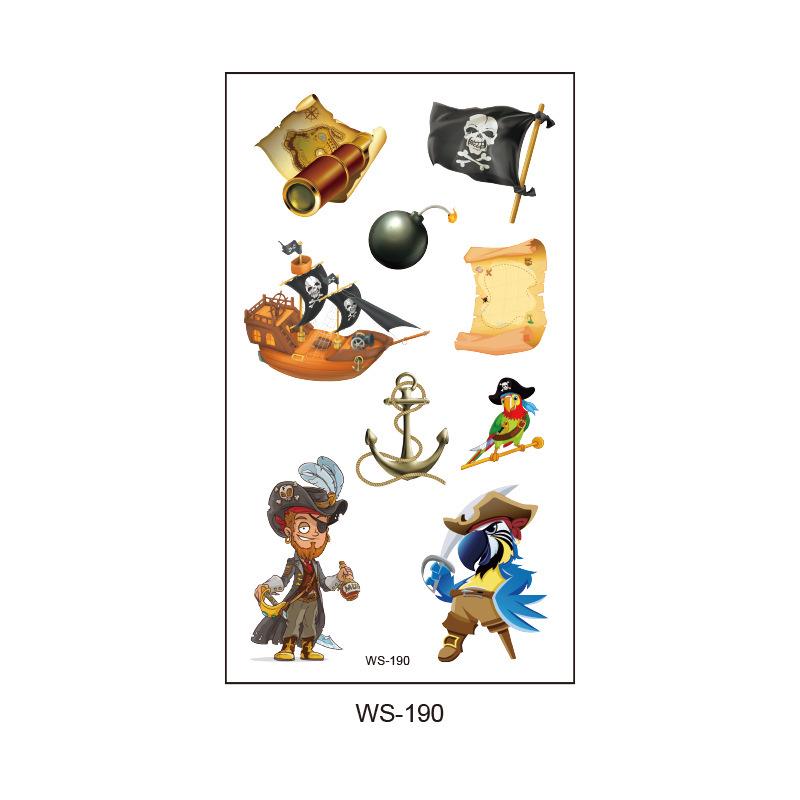 Children's Pirate Cartoon Waterproof Temporary Tattoo Stickers for Face & Arm - Fun Party Collection
