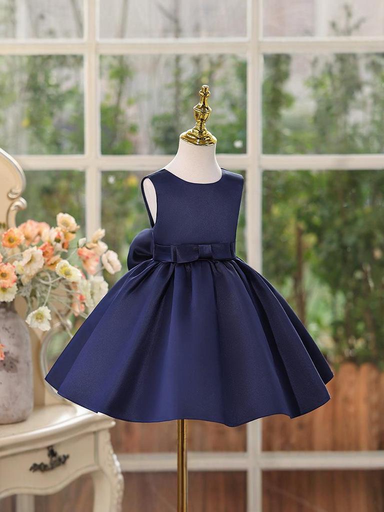 Vestido de Princesa Verão 2025 com Laço para Meninas - Vestido de Dama de Honra Bebê para Noite