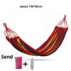 Outdoor Single Rainbow Stripe Hammock Canvas Cotton Swing Anti‑rollover Hammock for Travel Camping