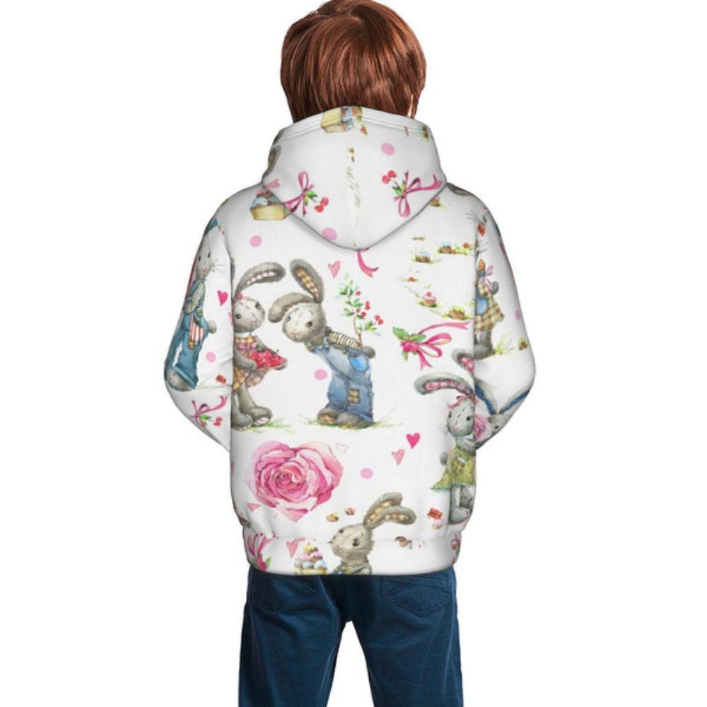 

Милый кролик-кролик розовая роза толстовка для молодежи 6XL