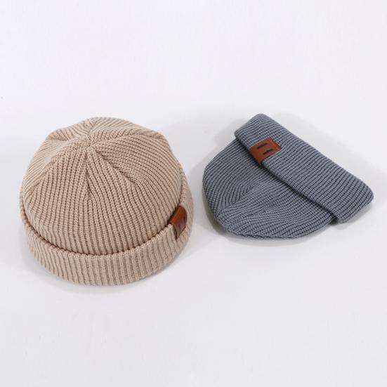 Knit Winter Hat Solid Color Fleece Lined Men Women Brimless Hat Cold Weather Outdoor Activities Breathable Hat