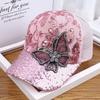 Damen Schwarz Strass Schmetterling Verziert Basecap Verstellbar Atmungsaktiv Netz Frühling Sommer Herbst Hut