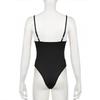 Sweetown Sleeveless Skinny Shirring Skinny Sexy Spaghetti Strap Bodysuit For Women Black Solid Simple Basic Vacation Camisole
