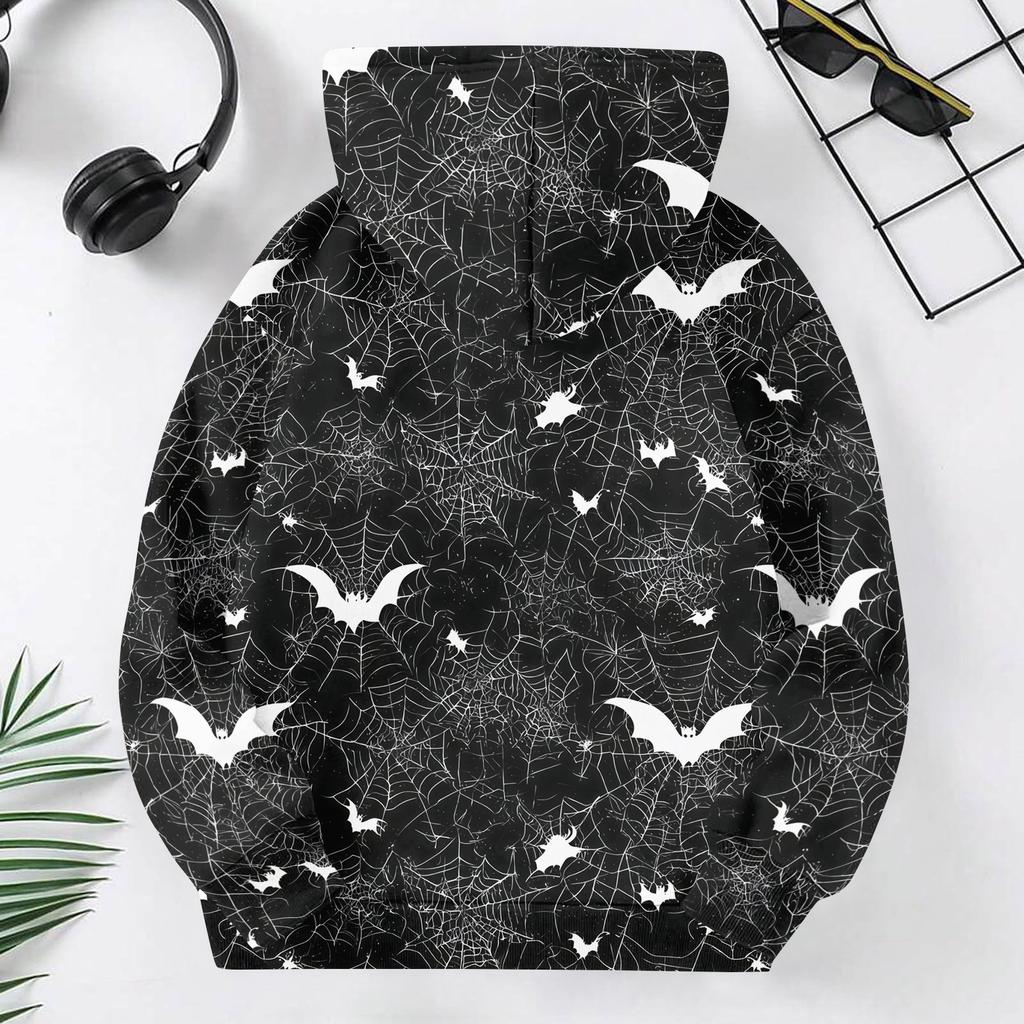 Kids Casual Halloween Print Hoodie for Holiday and Everyday Wear