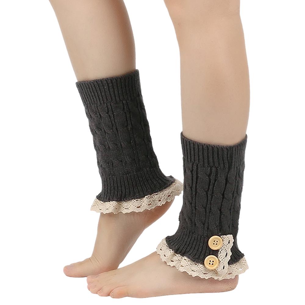 Korean Lace Trim Cable Knit Leg Warmers - Autumn & Winter Versatile Boot Covers