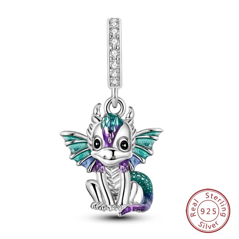 Original Copper Charm Beads Cute Fire Dragon Fantasy Flying Dragon Pendant For Diy Bracelet Bangle Fine Jewelry