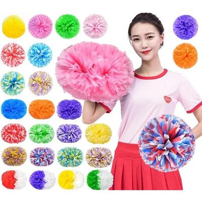 Farverigt Håndtag Cheerleading Pom Poms Store Cheer Bolde Sølv Rød Gul Blå Hånddans Pompoms Tilbehør til Kvinder Piger Børn