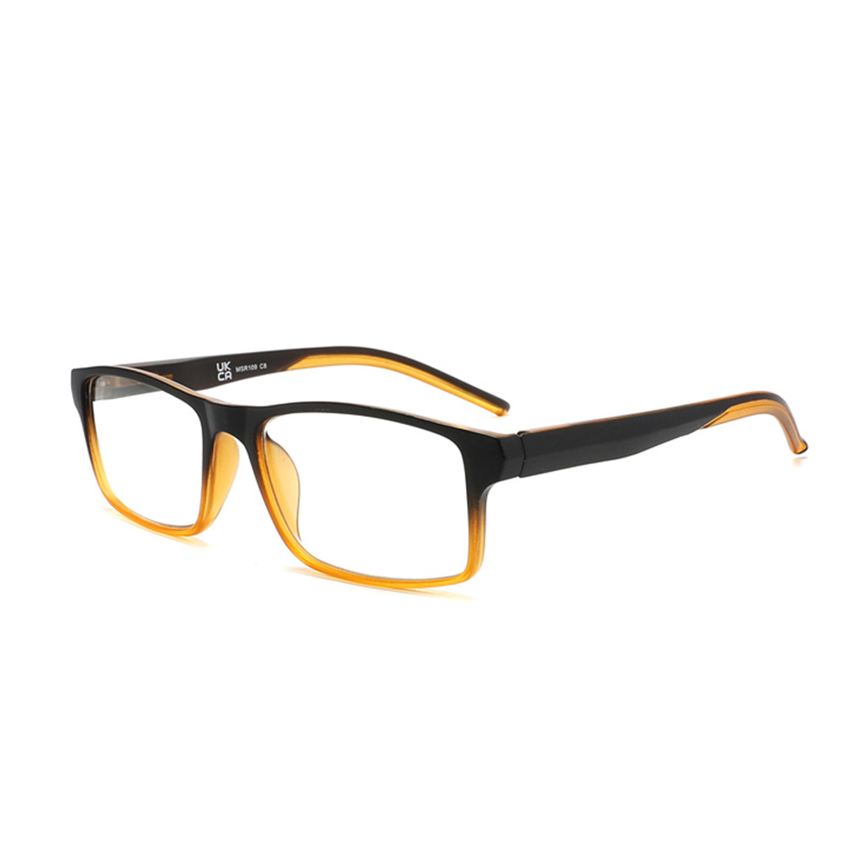 MODFANS Stijlvolle Gradient Rechthoekige Heren Blauwe Blackout Leesbril UV Bescherming Comfort Veer Scharnier Bril 2.5