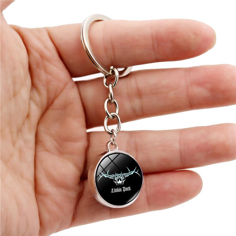 Elegant Drum Pattern Keychain With Dual Glass Ball Pendant Perfect Music Enthusiast Gift