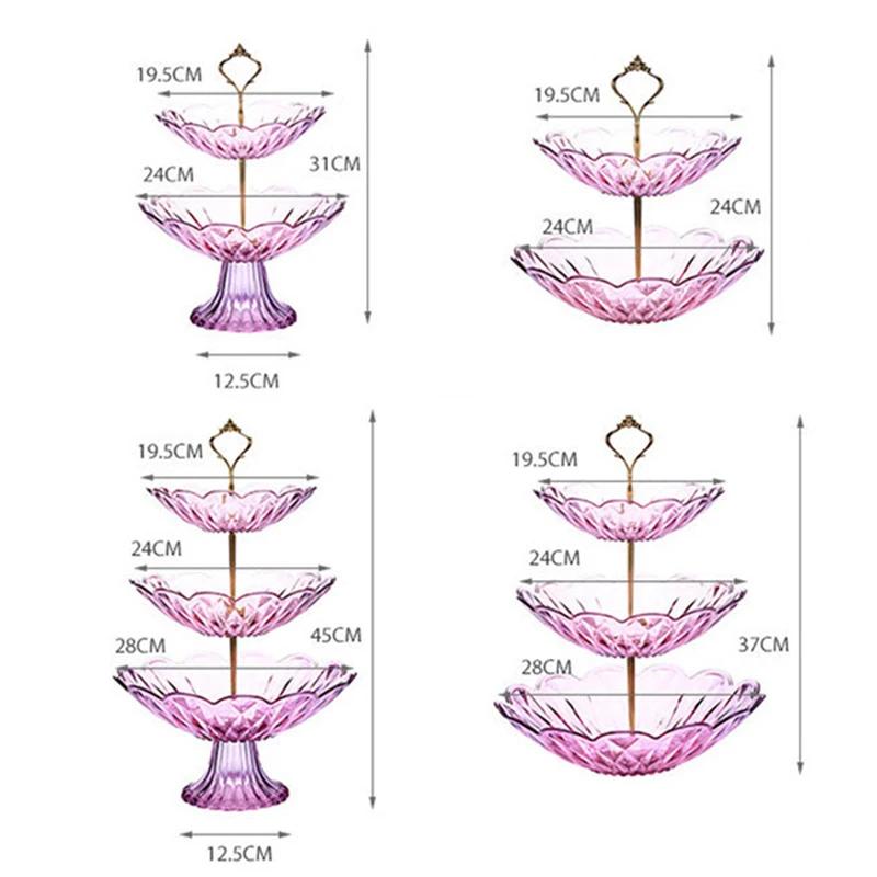 2/3 Tiers Fruit Snack Tray Plastic Bowls Desserts Holder Nuts Candy Displat Stand Decorative Party Serving Tray for Home Party