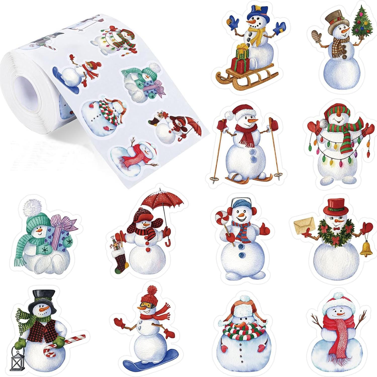 100-500pcs Christmas Snowman Stickers Party Christmas Gift Wrapping Label Scrapbook Cartoon Stationery Stickers