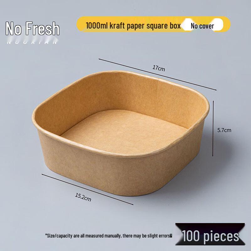 Disposable Kraft Paper Food Containers 1000ml