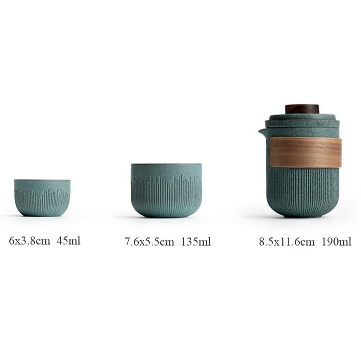 Blaustein Glasur Keramik Schnellteetasse Ein Topf Vier Tassen Tragbare Aufbewahrungstasche