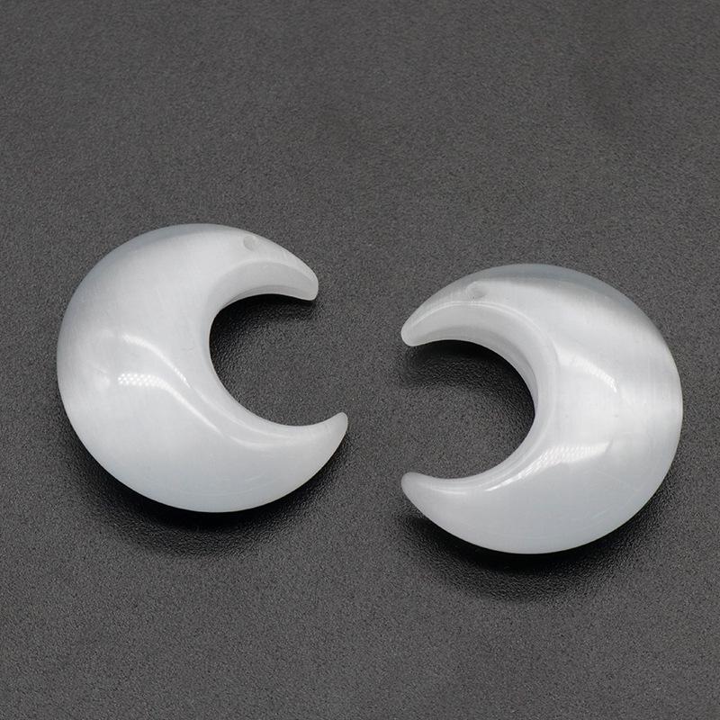 Crescent Moon Pendant Necklace: Cat s Eye and White Moonlight Design