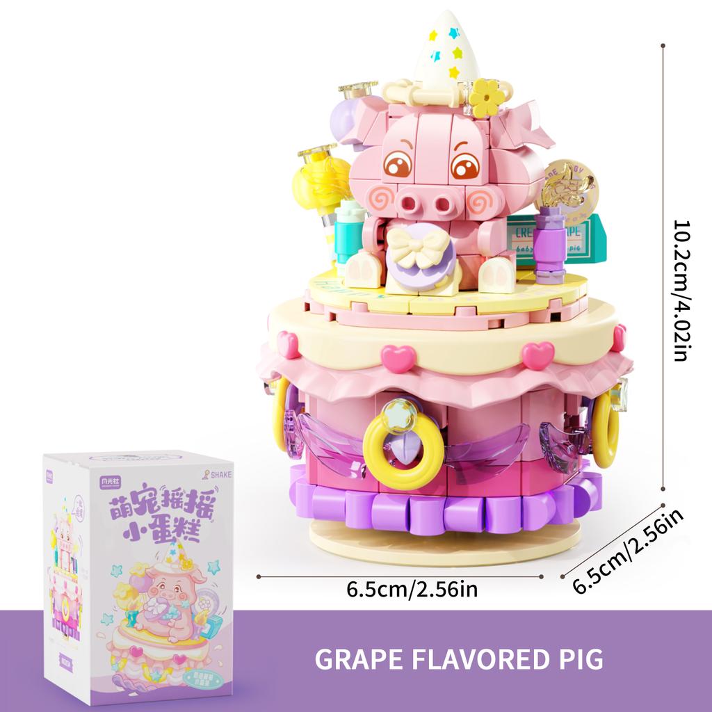 Niedliches Haustier Teetasse Kuchen Schüttelnde Bausteine DIY Tiermodell Zusammenbau Steine Schreibtischdekoration Kinder DIY Spielzeug Weihnachtsgeschenke