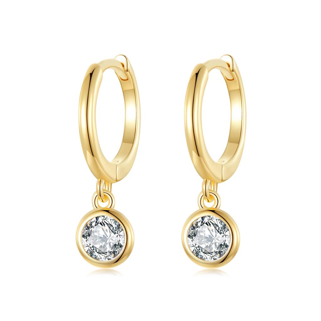 WOSTU Authentic 925 Sterling Silver Dazzling Zirconia Hoop Earrings For Women Wedding Simple Earrings Luxury Jewelry CQE830
