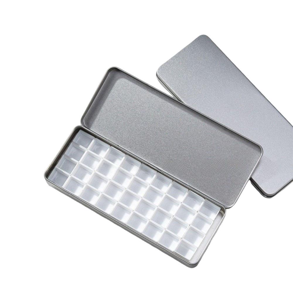 

Silver Color Paint Palette Box Portable Watercolor Paint Case Paint Tray Painting Tool срібний