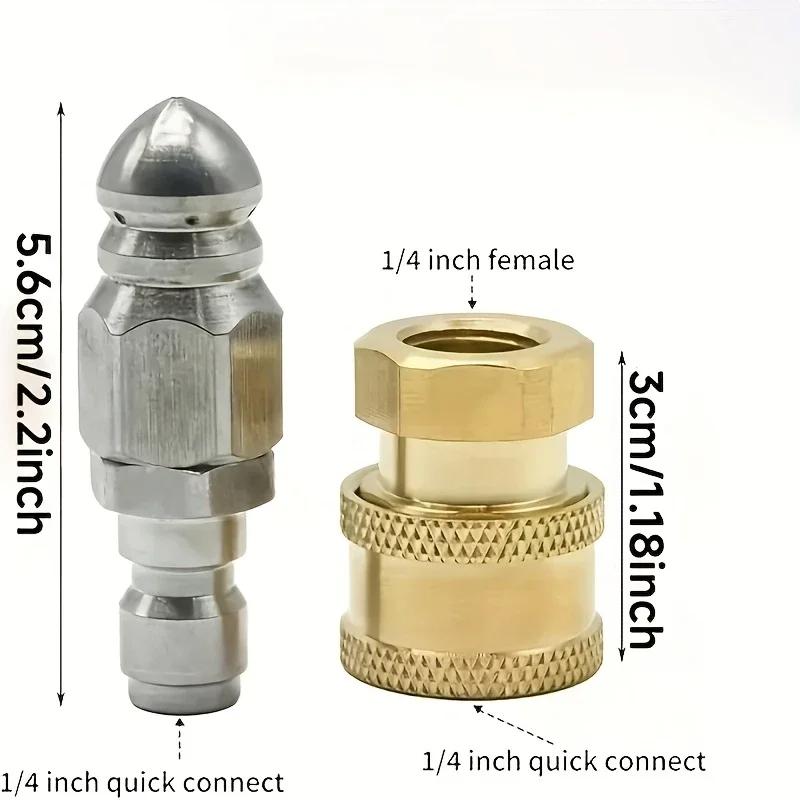 

5000 PSI High Pressure Sewer Nozzle - 1/4 Quick Connect Multi-Port Spray High Pressure Jet Tool