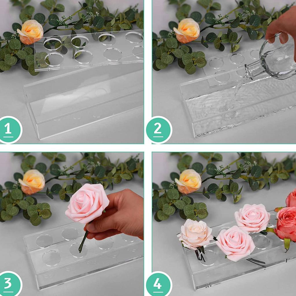 Prostokągła kompozycja kwiatowa na stół jadalny Długi prostokątny wazon Akrylowy nowoczesny wazon Niskie wazony na kompozycje kwiatowe do dekoracji domu Wesela