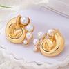 Trendy Gold Conch Pearl Earrings for Vacation Wear