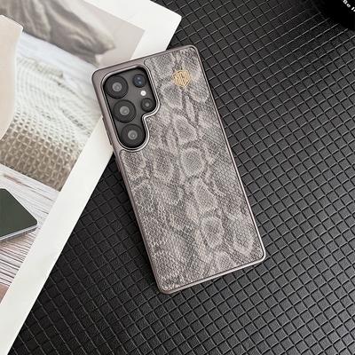 For Samsung Galaxy S23 S24 S25 Ultra Plus Case Strong Magnetism Wireless Charging Luxury Python Pattern Matte Leather Back Cover