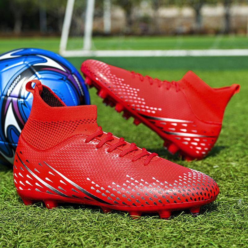 High-top football shoes fly-woven socks shoes tf broken nails artificial flat AG nails leather feet training shoes for men and women