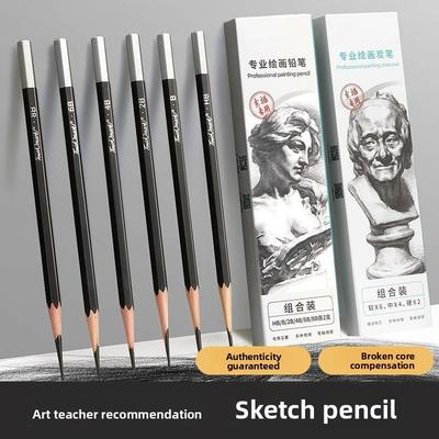 Skizzenbleistift-Set 4b8b2b Bleistifte für Kunststudenten mit weichen, mittleren und harten Kohlebleistiften.  Kohlezeichenstifte