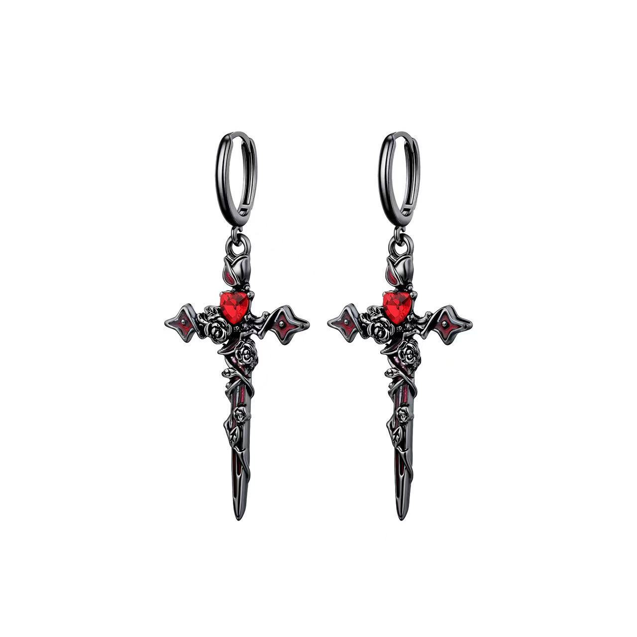 Cross Earrings, Sweet and Cool Premium Earrings, Niche Dark New Earrings.