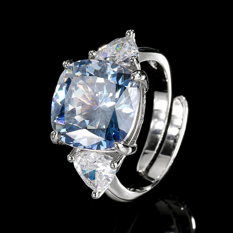 

Jewelry Copper Bottom Gold-Plated Simulation Bird S Nest Cut Nordic Blue Retro Temperament Set Main Stone 12 * 12