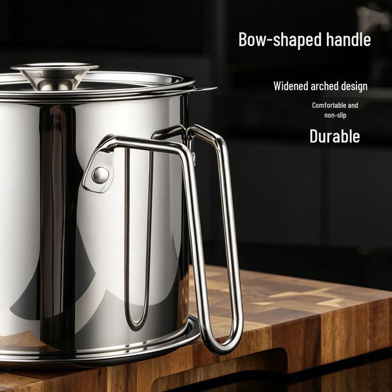 Multi-purpose Stainless Steel Oil Filter Pot with Large Capacity for Kitchen
