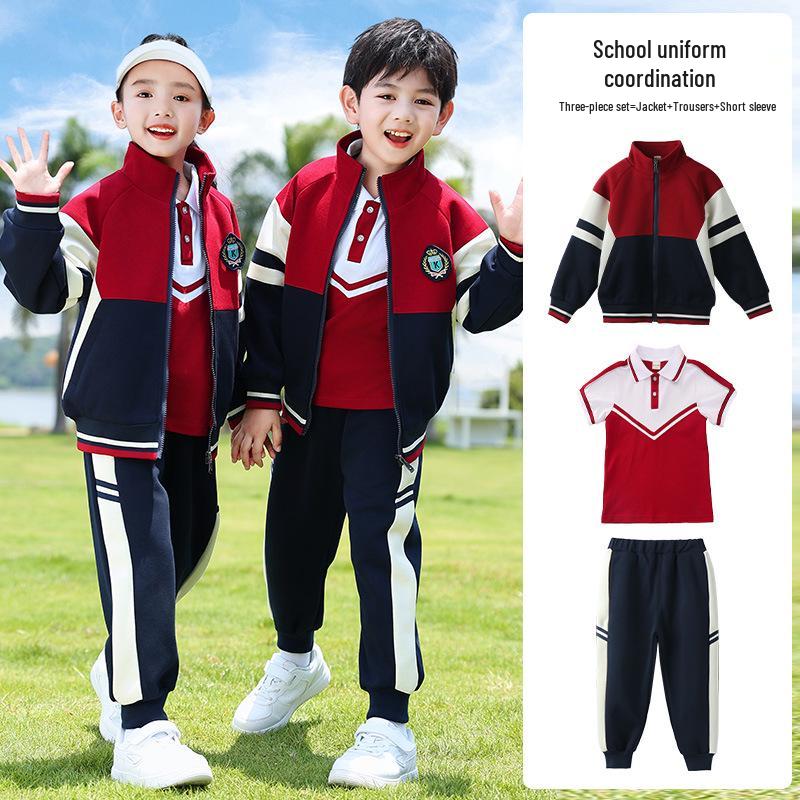 Herbst Kindergartenschule & Grundschule Rotes Uniformset für Sport und Aufführungen