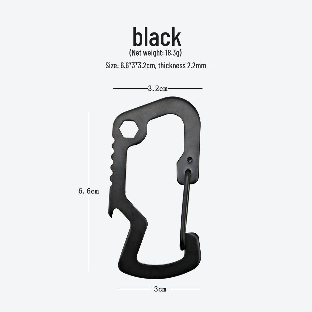 

Багатофункціональний карабін-відкривачка для пляшок з нержавіючої сталі у формі акули EDC чорний