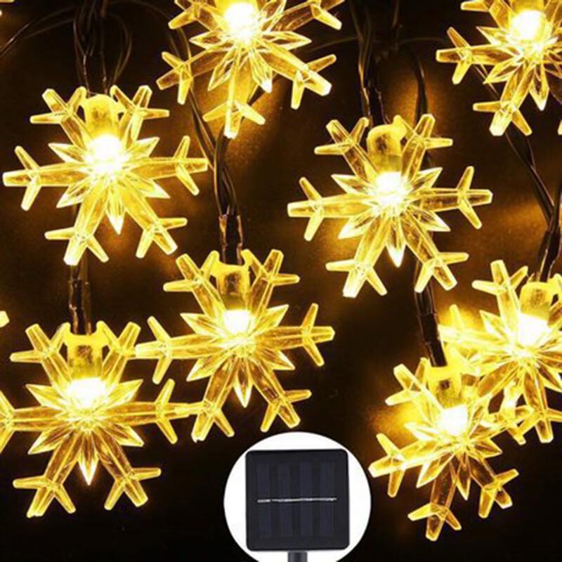 HEIXIE Solar LED Snowflake String Lights