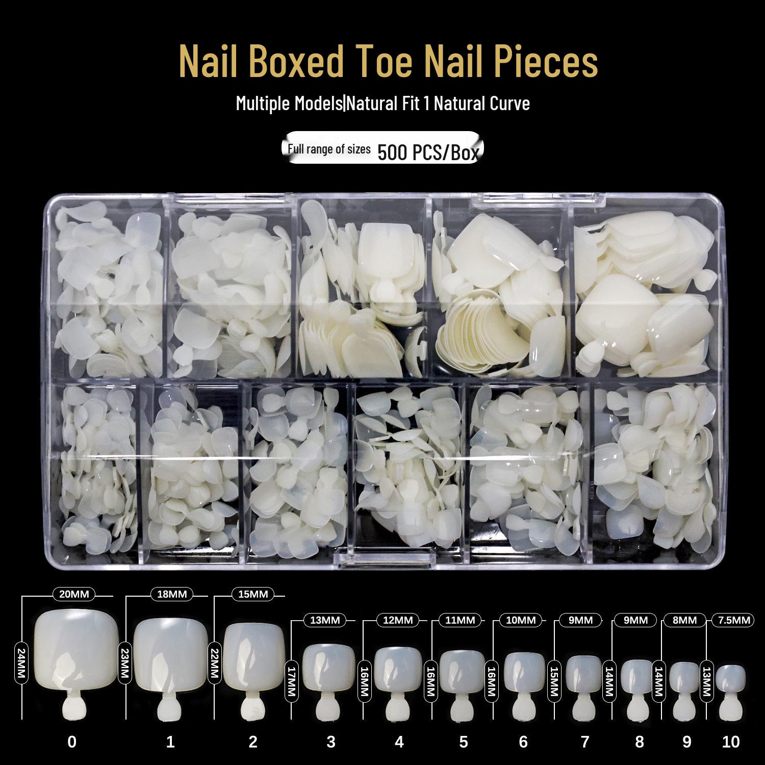 

500 Seamless Foldable Natural Color False Toenail Tips for Full Cover Toenail Art