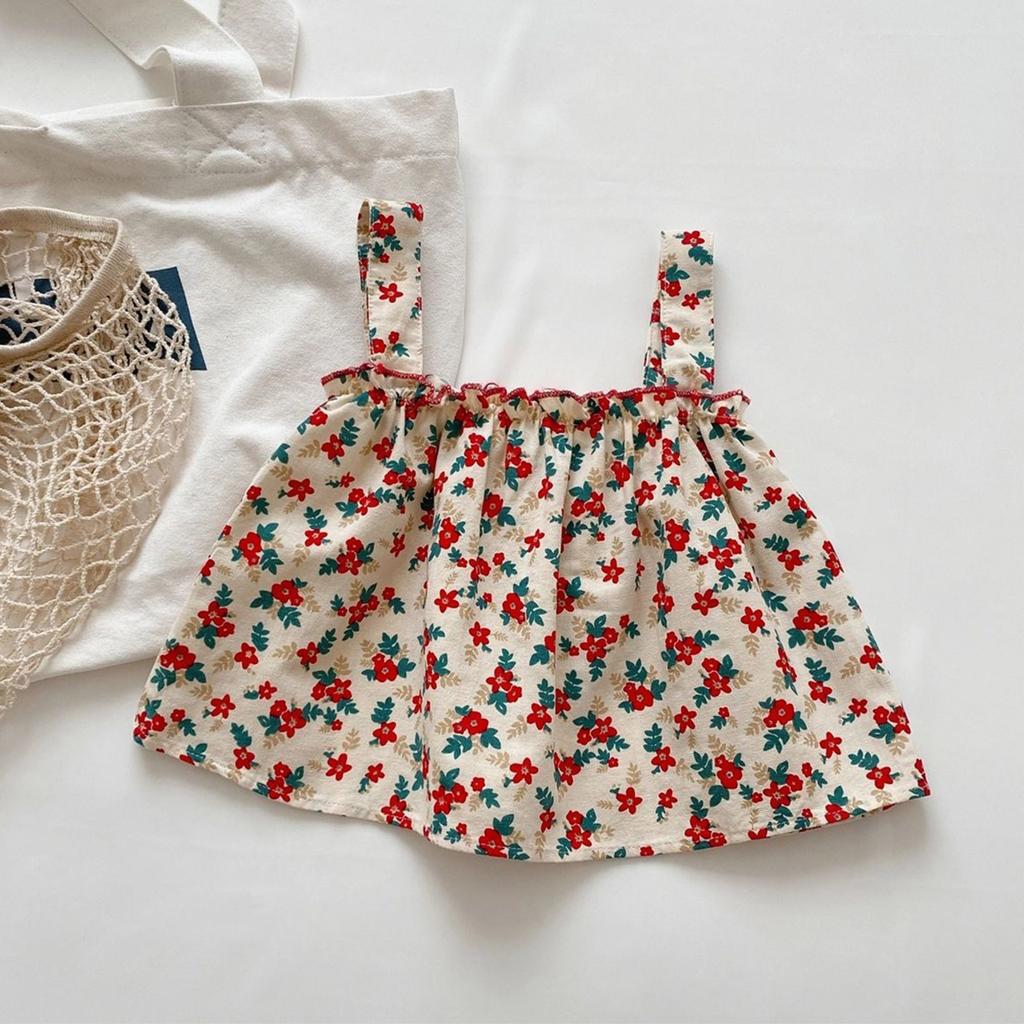 Mädchen Koreanische Version Bequeme Und Stilvolle Hosenträger Floral Niedlichen Shorts Zwei-stück Set
