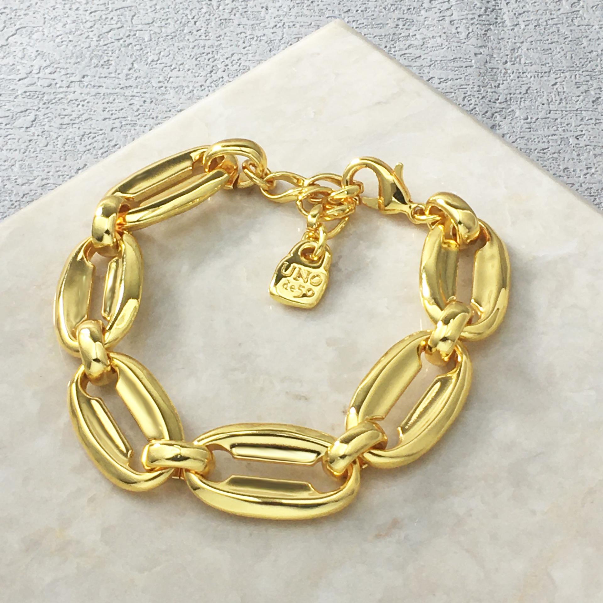 UNOde50 Spain Interlocking Chain Bracelet Necklace - Light Luxury, Handmade. 18+3cm